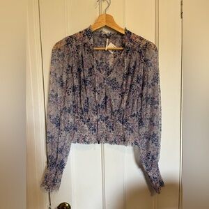 Free People Floral Sheer Blouse